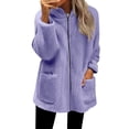 thumbnail image 1 of Pyhlmscde Sweatshirts for Women, Fleece Jacket Women, Zip up Hoodie Women, Fleece Jacket Women Full Zip Soft Fleece Jacket Lightweight Long Sleeve Hooded Outerwear with Pockets Purple 3XL, 1 of 8