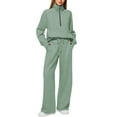thumbnail image 1 of Pyhlmscde Two Piece Sets for Women, Lounge Sets for Women, Half Zip Sweatshirt Women, Women's Comfortable Casual Solid-Color Long Pants Spring/Fall Set Green XL, 1 of 6