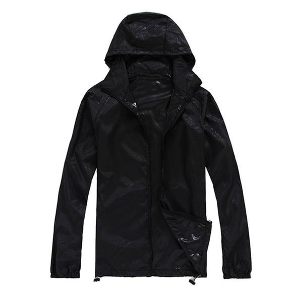 Pyhlmscde Windbreaker Jacket Women, Hoodies for Women, Trench Coat Women, Women Solid Rain Jacket Outdoor Plus Size Hooded Windproof Loose Coat Water Proof Cuff Storage Bag Black S