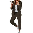 thumbnail image 1 of Pyhlmscde Women 2 Outfits Suit Pants Sets Casual Long Sleeve V Neck Jacket Trousers Fashion Streetwear, Lounge Sets for Women, Two Piece Sets for Women Brown L, 1 of 6
