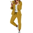 thumbnail image 1 of Pyhlmscde Women 2 Outfits Suit Pants Sets Casual Long Sleeve V Neck Jacket Trousers Fashion Streetwear, Lounge Sets for Women, Two Piece Sets for Women Yellow 2XL, 1 of 6