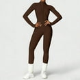 thumbnail image 1 of Pyhlmscde Women Bodycon Long Sleeve Workout Jumpsuit Zip Up One Piece Romper, 1 of 5