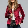 thumbnail image 1 of Pyhlmscde Women Velvet Jacket V Neck Slim Fit Slit Long Sleeves Coat Retro Casual Suit, casual chic outfits for women, womens blazers dressy casual, jackets for women, 1 of 5