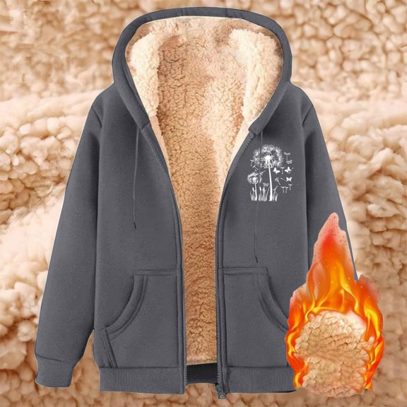 Pyhlmscde Women's 2025 Warm Plus Size Fleece Lined Jackets, Windbreaker Jacket Women, Womens Tops, Winter Clothing for Women