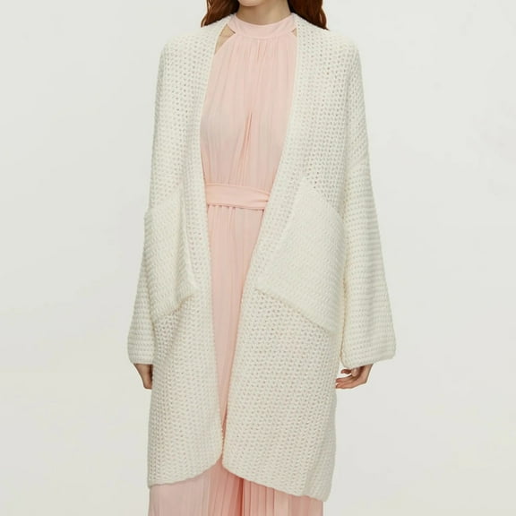 Pyhlmscde Women's Autumn Solid Dough Mid Length Cardigan Coat, Womens Tops, Chunky Cardigan Sweaters for Women, Fall Tops for Women 2025