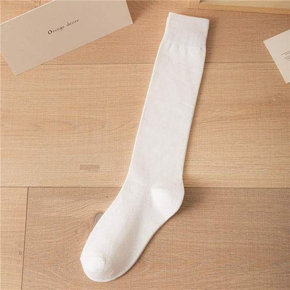 Pyhlmscde Women's Black Half Tall Solid Color Cotton Socks, Knits Clothing, Thick Socks Women, Stockings Socks