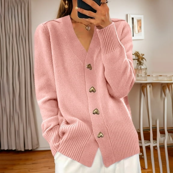 Pyhlmscde Women's Button Down Long Sleeve Loose Knit Open Front Cardigan Sweater, Women Sweaters, Womens Fall Tops, Cardigan for Women