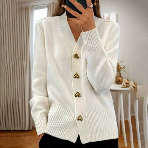 Pyhlmscde Women's Button Down Long Sleeve Loose Knit Open Front Cardigan Sweater, Women Sweaters, Womens Fall Tops, Cardigan for Women