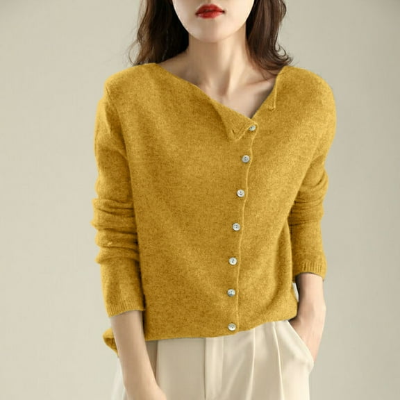 Pyhlmscde Women's Button Front Long Sleeve Cardigan Soft Warm Knit Elastic Sweater, Womens Tops, Cardigan Sweaters for Women, Winter Clothing for Women