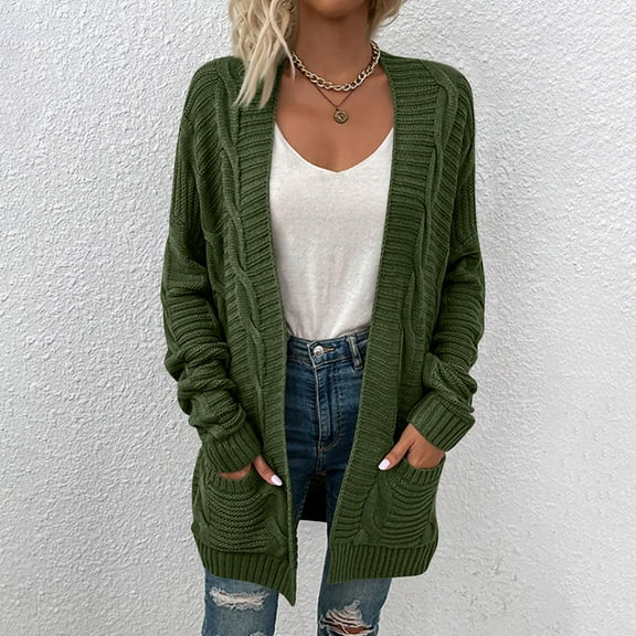 Pyhlmscde Women's Cable Knit Long Sleeve Cardigan Sweaters, Early Fall Fashion, Cardigans For Women Trendy, Fall Sweaters For Women