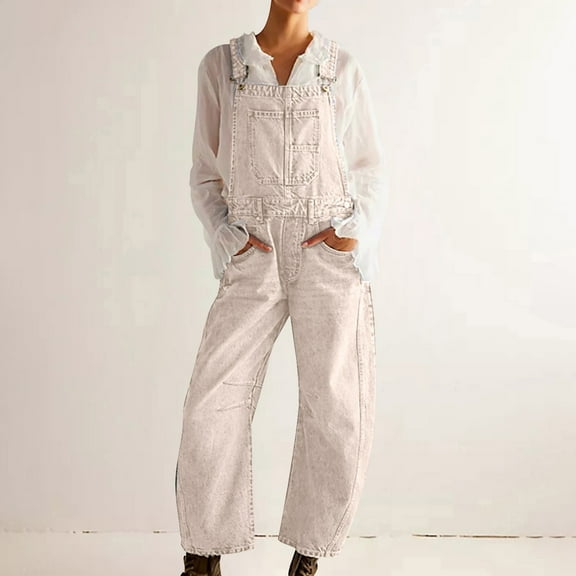 Pyhlmscde Women's Casual Denim Baggy Barrel Denim Jumpsuit, Rompers for Women, Fall Clothes, Womens Tops