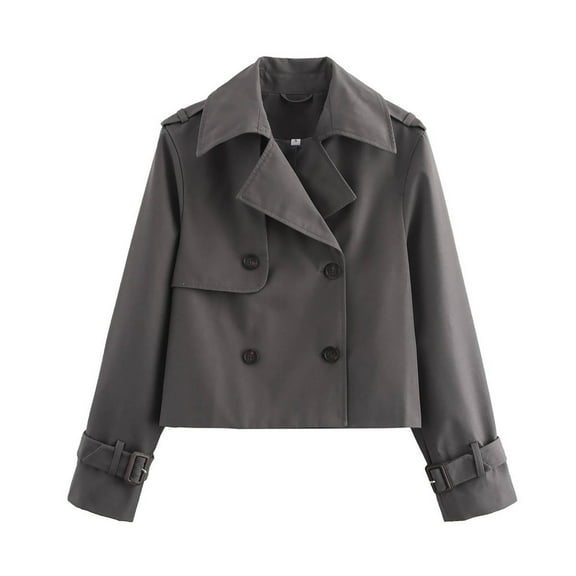 Pyhlmscde Women's Casual Long Sleeve Double Breasted Short Trench Coat, Trench Coat Women, Womens Tops, Fall Clothes