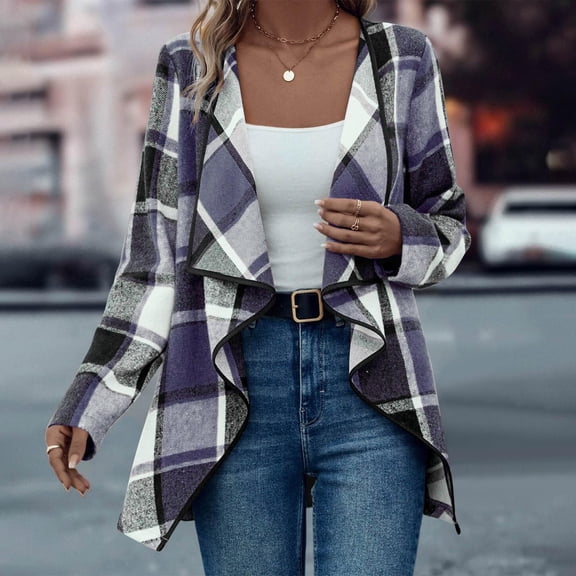 Pyhlmscde Women's Casual Long Sleeve Lightweight Fall Jacket Work Clothes, Womens Tops, Flannel Shirt Women 1, Flowy Tops for Women