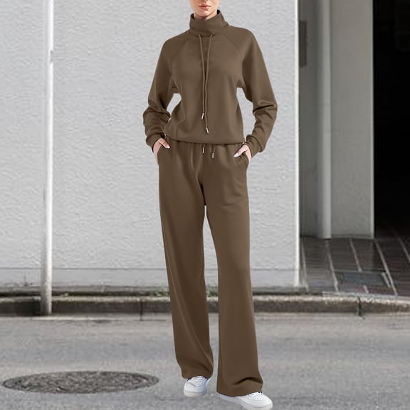 Pyhlmscde Women's Casual Long Sleeved Pullover Solid Color Sweatsuit, Sweatsuits for Women, Womens Loungewear Set, Sweatshirt for Women