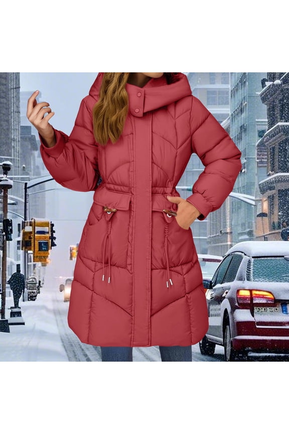 Women's Casual Mid Long Waisted Thick Warm Puffer Coat, Puffer Jacket Womens, Winter Coats for Women, Winter Clothing for Women