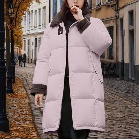 Pyhlmscde Women's Casual Mid Long Waisted Thick Warm Puffer Jacket, Winter Coats, Long Coat Women, Puffer Jacket Womens