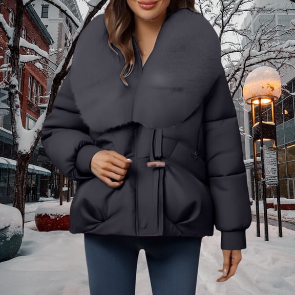 Pyhlmscde Women's Casual Mid Waisted Thick Warm Cotton Down Jacket, Winter Clothing for Women, Puffer Jacket Womens, Winter Coats for Women