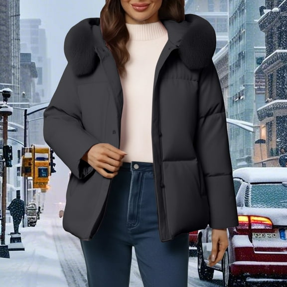 Pyhlmscde Women's Casual Mid Waisted Thick Warm Cotton Down Jacket, Winter Clothing for Women, Puffer Jacket Womens, Winter Coats for Women