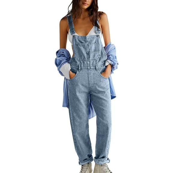 Pyhlmscde Women Loose Fit Classic Bib Casual Jean Stretchy Denim Overall Jumpsuit, Jumpsuits for Women, Two Piece Sets for Women Summer, Bodysuits for Women