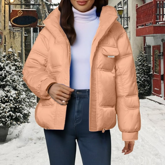 Pyhlmscde Women's Casual Waisted Thick Warm Puffer Jacket, Puffer Jacket Womens, Winter Clothing for Women, Winter Coats for Women