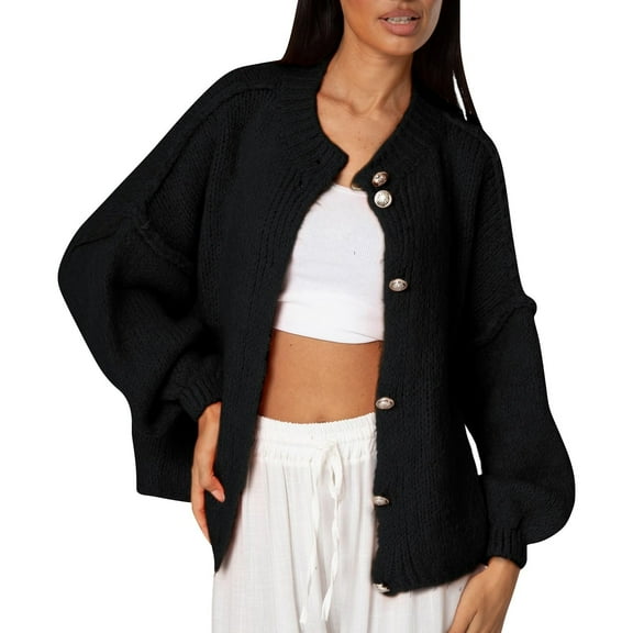 Pyhlmscde Women's Chunky Knit Short Cardigan Outerwear Coats, Cardigans For Women Trendy, Fall Sweaters For Women, Chunky Cardigan