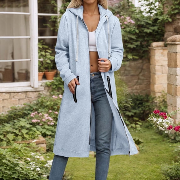 Pyhlmscde Women's Coat Solid Color Button Long Cardigan Coat, Fall Coats, Womens Tops, Women Fall Clothes