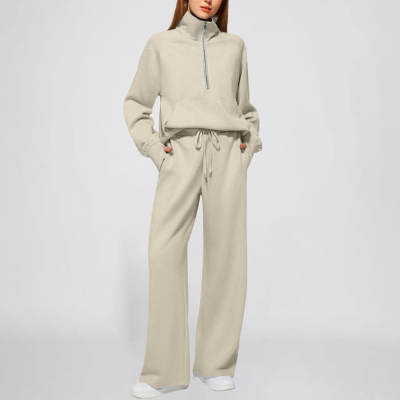 Pyhlmscde Women's Comfortable Casual Solid Color Sweatsuit, Women Fall Clothes, Two Piece Sets for Women, Sweatsuits Women 2 Piece Outfit