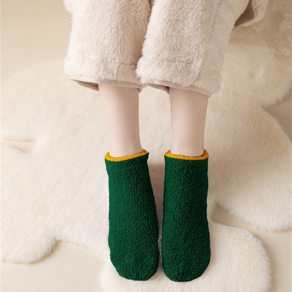 Pyhlmscde Women's Coral Fleece Short Shallow Mouthed Socks, Socks for Women, Winter Socks for Women, Fuzzy Socks with Grips