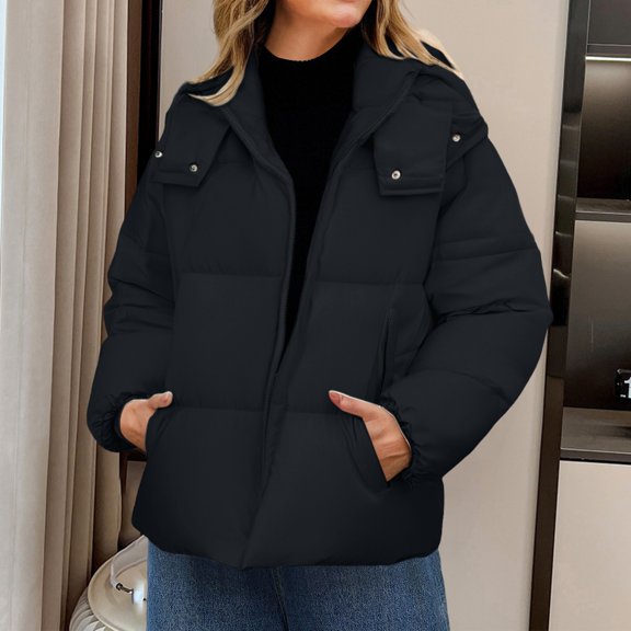 Pyhlmscde Women's Cropped Puffer Winter Jacket Coat, Womens Tops, Winter Coats for Women, Winter Jackets for Women