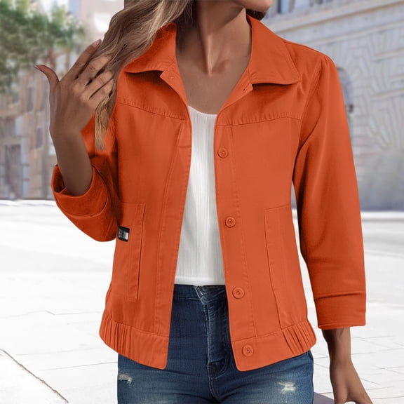 Pyhlmscde Women's Denim Collar Jacket Short Casual Jacket Top, Cardigan Sweaters for Women, Jackets for Women, Fall Coats