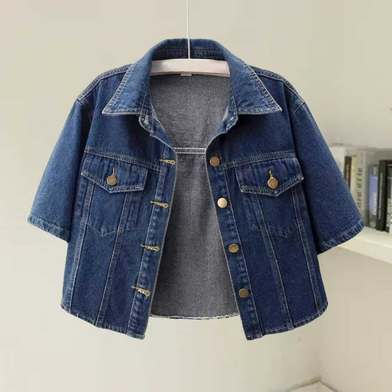 Pyhlmscde Women's Denim Jacket Loose Casual Solid Color Top, Womens Tops, Denim Jacket for Women, Cardigan Sweaters for Women