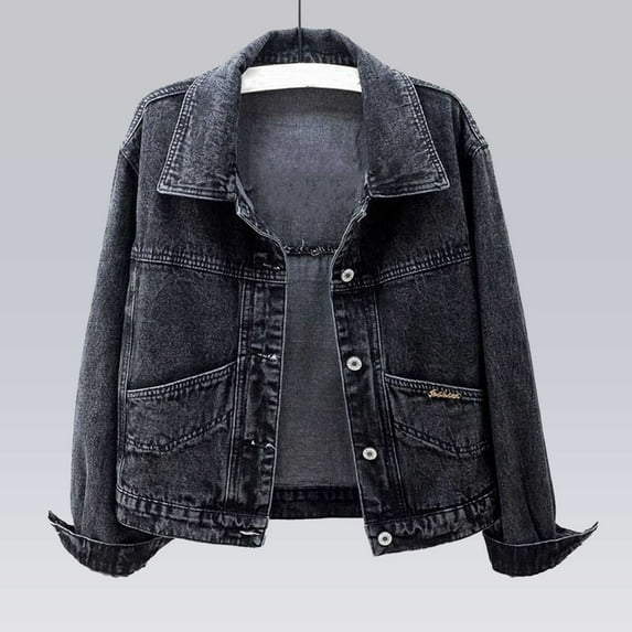 Pyhlmscde Women's Denim Jacket Loose Casual Solid Color Top, Womens Tops, Denim Jacket for Women, Cardigan Sweaters for Women