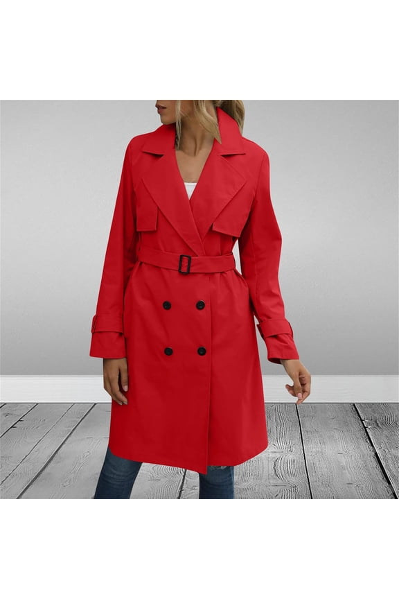 Women's Double Breasted Classic Lapel Windproof Overcoat, Womens Tops, Trench Coat Women, Jackets for Women