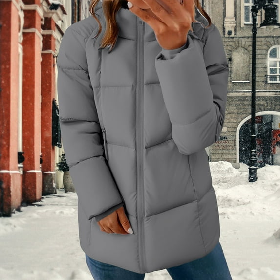 Pyhlmscde Women's Down with Hood Thick Cotton Coat, Womens Tops, Winter Coats for Women, Cardigan for Women
