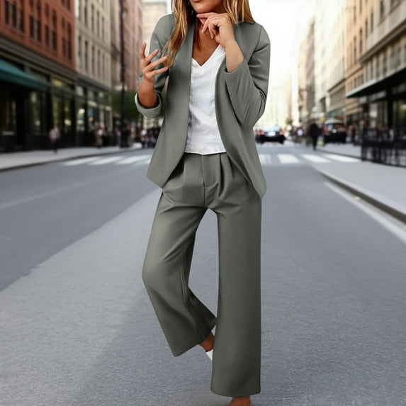 Pyhlmscde Women's Elegant 2 Piece Long Sleeve Suit, Women Fall Clothes, 2 Piece Sets for Women Dressy, Fall Outfits for Women