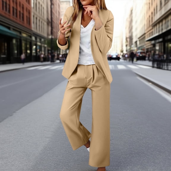 Pyhlmscde Women's Elegant 2 Piece Long Sleeve Suit, Women Fall Clothes, 2 Piece Sets for Women Dressy, Fall Outfits for Women