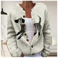 thumbnail image 1 of Pyhlmscde Women's Fall Cute Print Open Front Knit Cardigan Sweater Winter Casual Loose Button Down Long Sleeve Coat, Cardigan Sweaters for Women, Womens Tops, Fall Clothes, 1 of 5