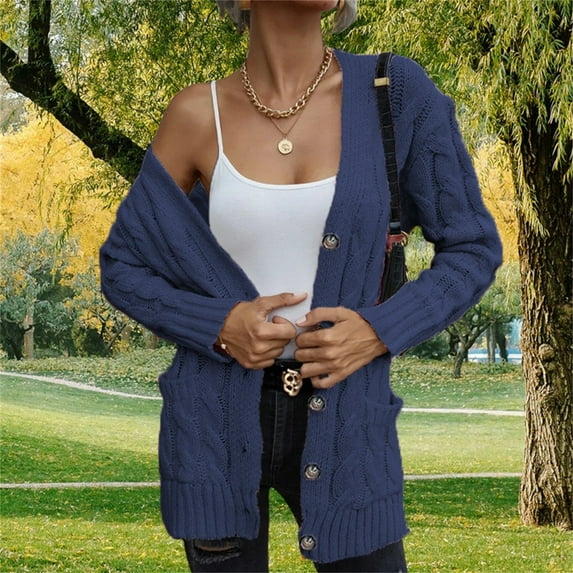 Pyhlmscde Women's Long Sleeve Cable Knit Cardigan Sweater, Womens Tops, Cable Knit Sweater Women, Fall Coats