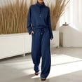 thumbnail image 1 of Pyhlmscde Women's Fall Winter Warm Up Suits 2 Pieces Lapel Sweatshirt Wide Leg Pants Set, 1 of 4