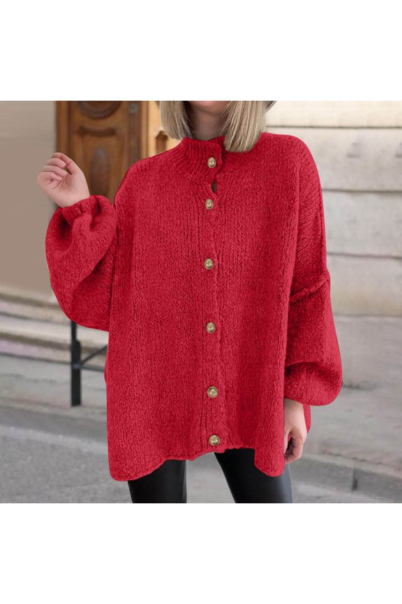 Women's Fashion Loose Round Collar Cardigan Sweater, Cardigan Sweaters for Women, Womens Tops, Fall Coats