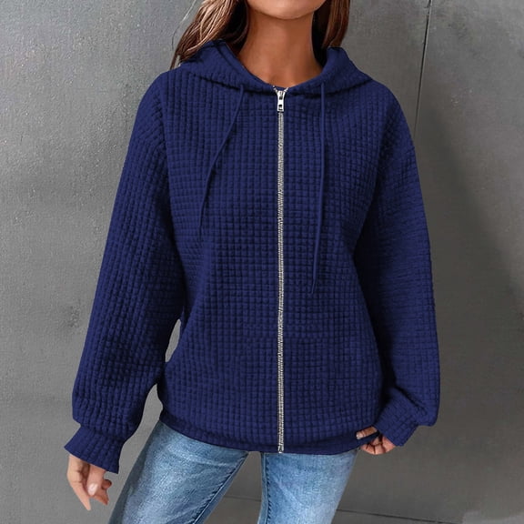 Pyhlmscde Women's Fashionable Casual Autumn And Winter Solid Color Loose Hooded Jacket, Windbreaker Jacket Women, Womens Tops, Corduroy Jacket Women