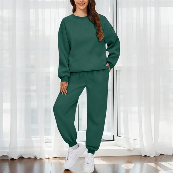 Pyhlmscde Women's Fashionable Casual Solid Color Sweatsuit, Sweatsuits for Women, Women Fall Clothes, Two Piece Sets for Women