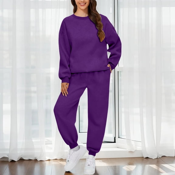 Pyhlmscde Women's Fashionable Casual Solid Color Sweatsuit, Sweatsuits for Women, Women Fall Clothes, Two Piece Sets for Women
