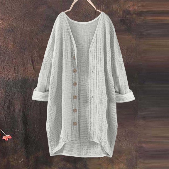 Pyhlmscde Women's Fashionable And Casual Solid Color V Neck Long Sleeved Button Cardigan, Women Cardigans Lightweight, Cover Up Tops For Women, Soft Cardigans For Women