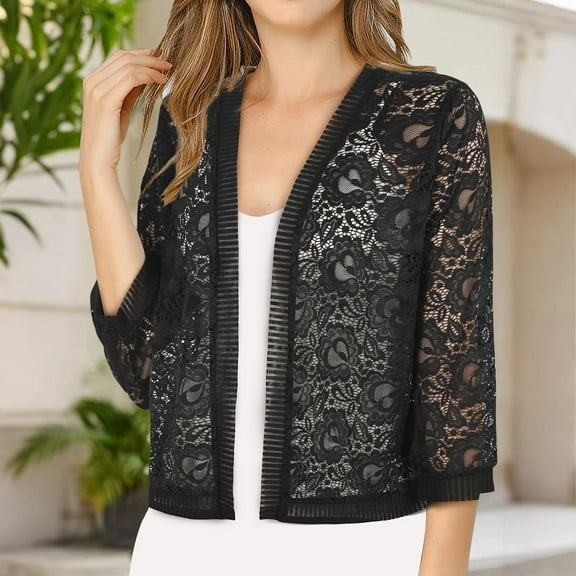 Pyhlmscde Women's Front Three Quarter Sleeve Cardigan, Womens Tops, Chunky Cardigan Sweaters for Women, Cardigan Sweaters for Women