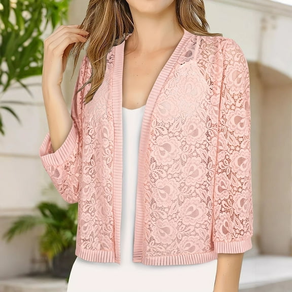 Pyhlmscde Women's Front Three Quarter Sleeve Cardigan, Womens Tops, Chunky Cardigan Sweaters for Women, Cardigan Sweaters for Women