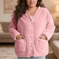 thumbnail image 1 of Pyhlmscde Women's Fuzzy Fleece Jacket V Neck Button Down Long Sleeve Pajamas, Womens Cardigan Sweaters, Fleece Pajamas Women, Womens Winter Clothes, 1 of 6