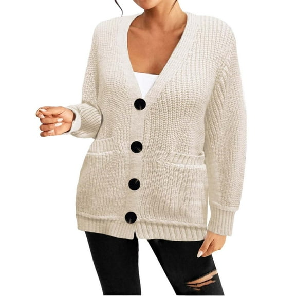 Pyhlmscde Women's Knitted Long Sleeve Cardigan Sweater, Womens Tops, Fall Clothes for Women, Cable Knit Sweater Women