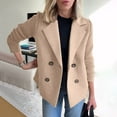 thumbnail image 1 of Pyhlmscde Women's Lapel Knitted Patchwork Sleeve Casual Coat Cropped Double Breasted Suit Sweater For Women, lightweight trench coat women, short trench coats for women, jackets for women, 1 of 2