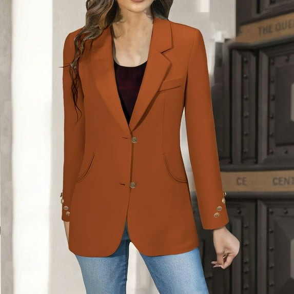 Pyhlmscde Women's Long Sleeve Solid Color Loose Fit Casual – Single Breasted Elegant Jacket, lightweight trench coat women, short trench coats for women, jackets for women